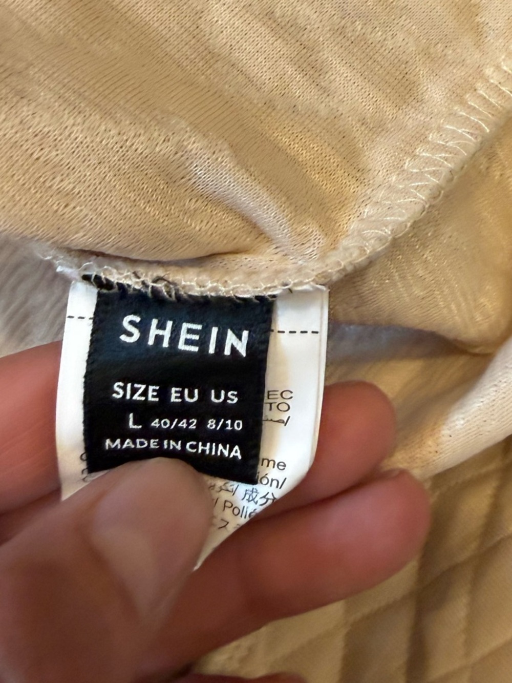 SHEIN Cream Quilted Pullover with Button Shoulder - Picture 3 of 3